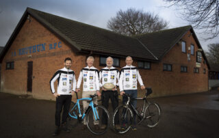 Lock Stock sponsor 500-mile charity cycle ride from Murrayfield to the Principality Stadium in Cardiff for the Wales v Scotland Doddie Weir Cup match this month. Pictured Dr Matt Davies , Wyn Jones, Steve Morgan and Rob Boyns. Picture Mandy Jones